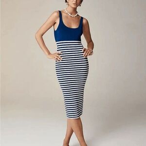 J.Crew NWT Women's Blue Cyan sweater-dress in stripe preppy coastal Size‎ Small